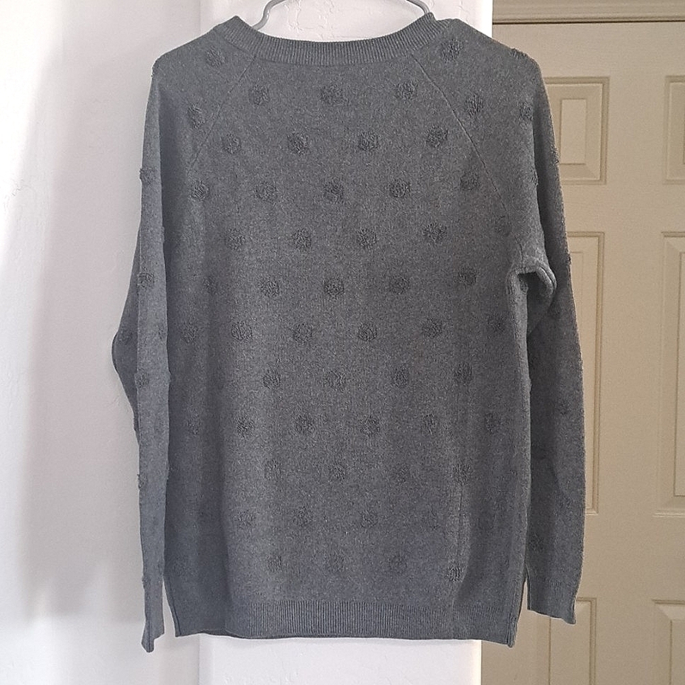 Leo & Nicole Gray Subtle Textured Polka Dot Pattern Sweater Pullover Size Medium - Picture 4 of 11